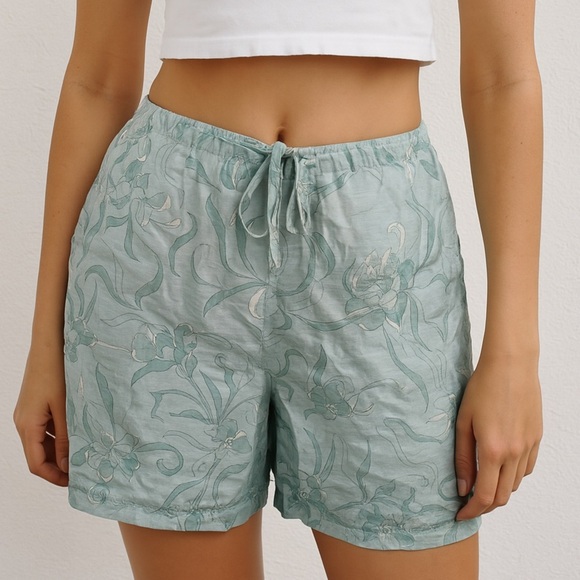 Tommy Bahama Silk Drawstring Short Vintage 90s Tropical Sz 10 - Picture 1 of 4